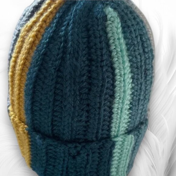 Knitted Hat Multi colored Handmade Crocheted Hat - Picture 9 of 9